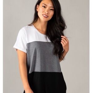 Color Block Women's Top - Black, Gray, and White NWT